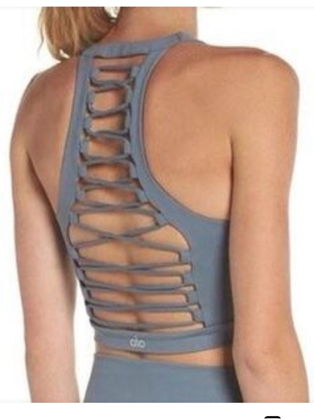 ALO Yoga Grey Strappy Back Crop Top